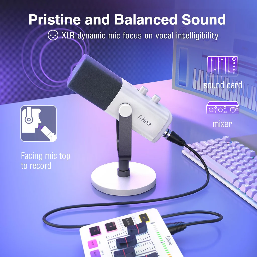 Fifine Ampligame AM8 RGB USB, XLR Dynamic Mic With Touch-mute Fifine Ampligame AM8 RGB USB, XLR Dynamic Mic With Touch-mute
